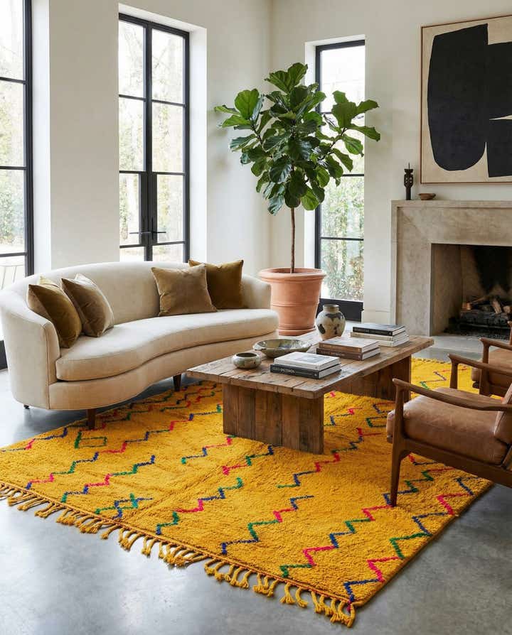 6' 10 x 9' 7 Hand Knotted Moroccan Wool Rug