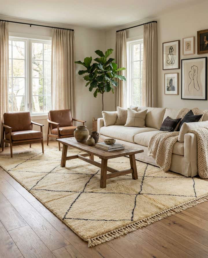 6' 5 x 9' 10 Hand Knotted Moroccan Wool Rug