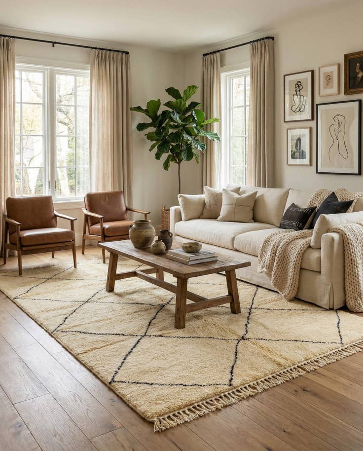 Detail image of 6' 5 x 9' 10 Hand Knotted Moroccan Wool Rug