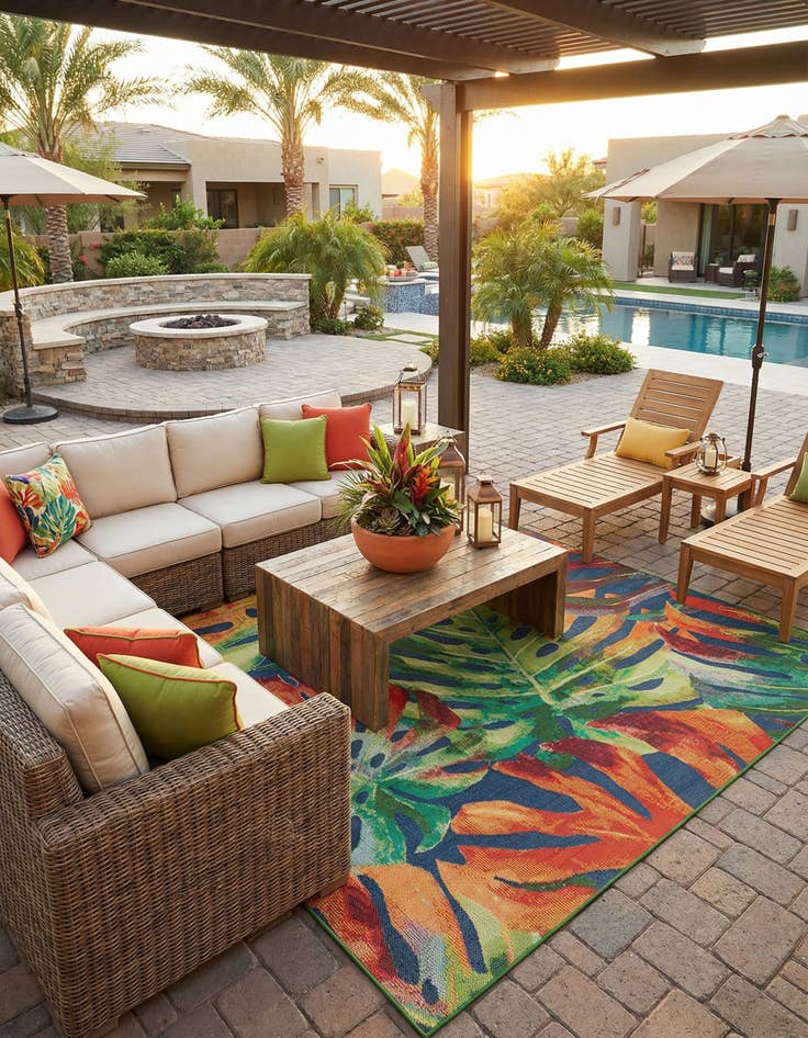 Detail image of 10' x 10'  Washable Baja Indoor / Outdoor Square Rug