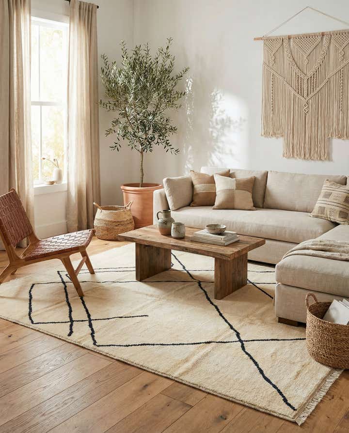 8' x 9' 5 Hand Knotted Moroccan Wool Rug