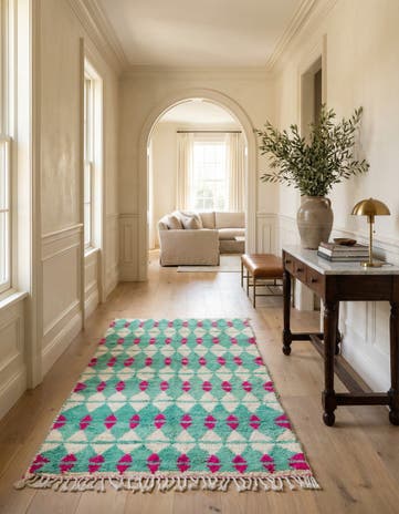 4' 6 x 7' 10 Hand Knotted Moroccan Wool Runner Rug