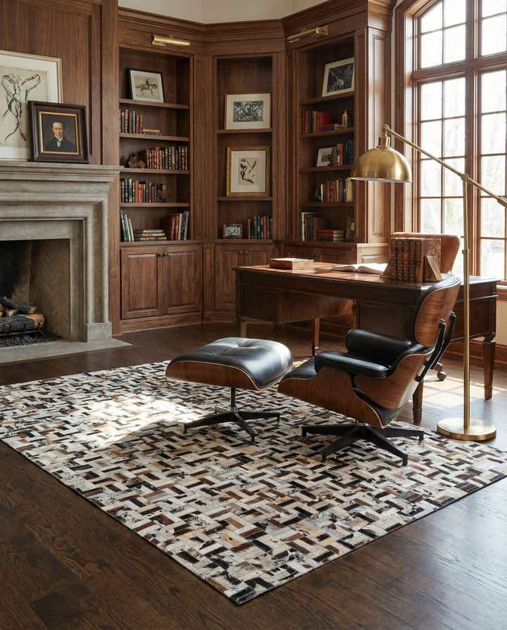 5' 2 x 7' 9 Cowhide Leather Rug