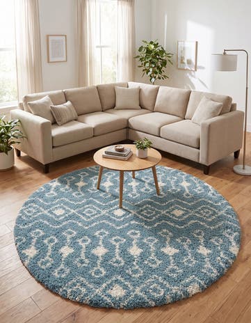 6' x 6' Moroccan Trellis Shag Round Rug