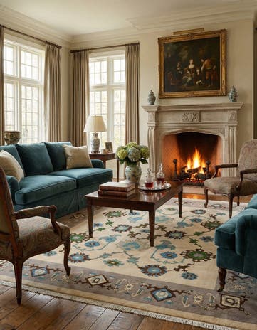 8' x 10' Hand Knotted Indo Tabriz Wool Rug