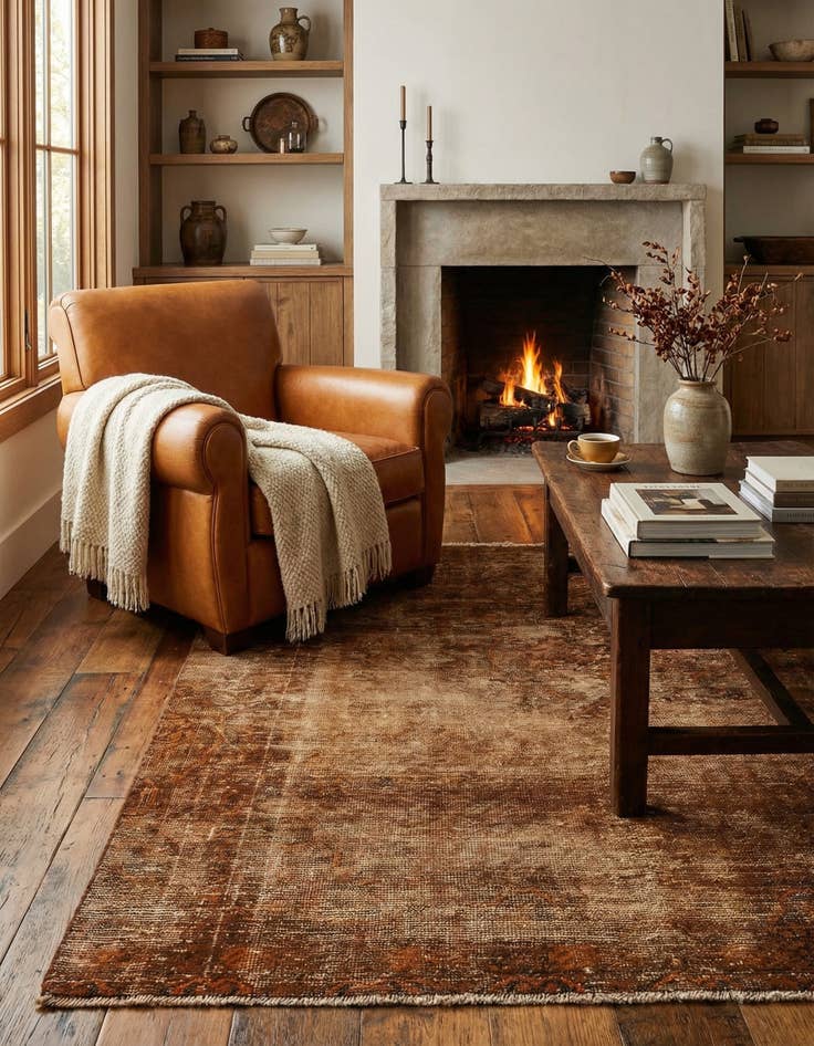 Detail image of 5' 1 x 5' 2  Hand Knotted Ultra Vintage Persian Wool Square Rug