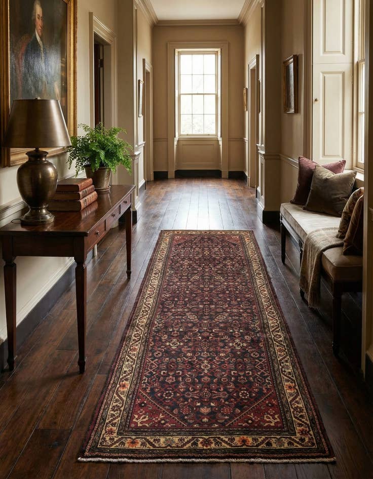 Detail image of 3' 10 x 10' 4 Hand Knotted Hossainabad Persian Wool Runner Rug