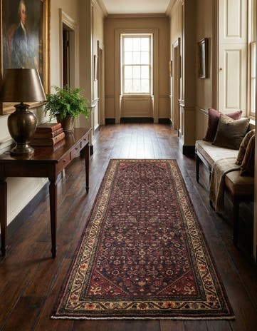 3' 10 x 10' 4 Hand Knotted Hossainabad Persian Wool Runner Rug