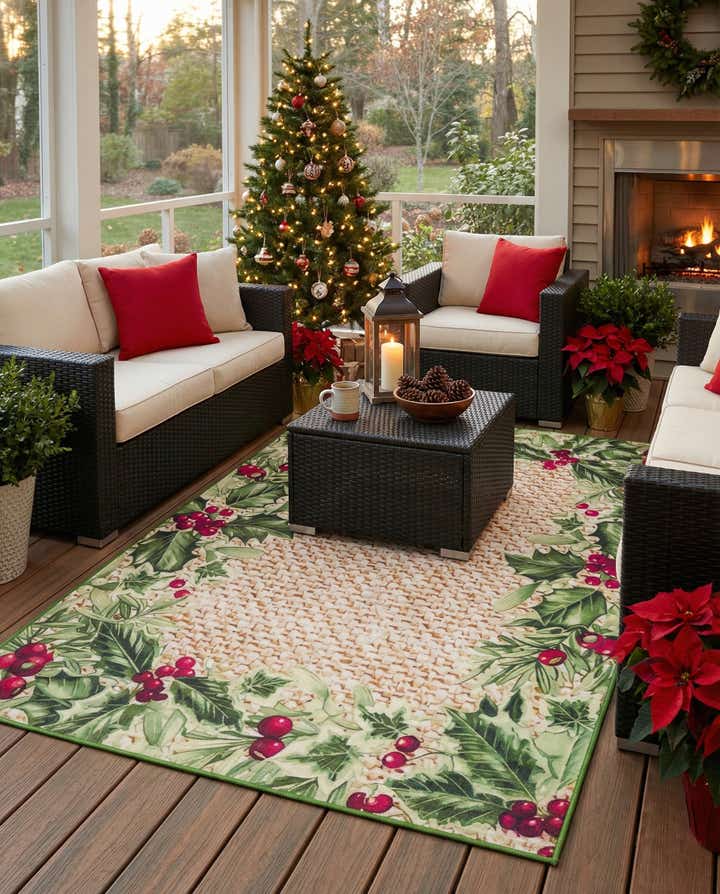 6' 1 x 9' Easy-Clean Jill Zarin Caribbean Indoor / Outdoor Rug