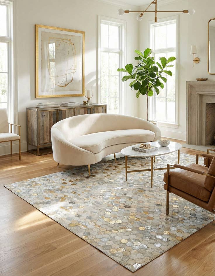 Detail image of  5' 1 x 8' Cowhide - Patchwork Rug