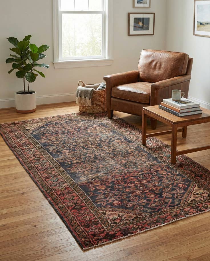 Detail image of 3' 9 x 7' 1 Hand Knotted Ultra Vintage Persian Wool Rug