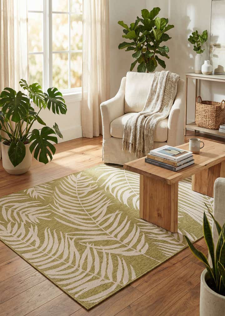 5' 3 x 8' Easy-Clean Botanical Indoor / Outdoor Rug