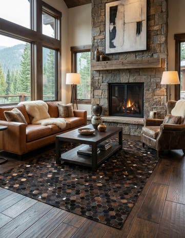5' x 8' Cowhide Leather Rug