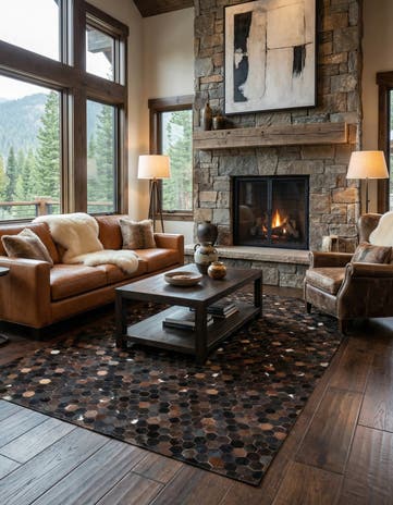 5' x 8' Cowhide Leather Rug