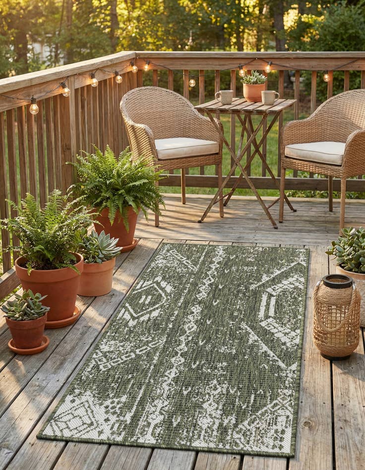 Detail image of 2' x 4'  Washable Bohemian Indoor / Outdoor Runner Rug