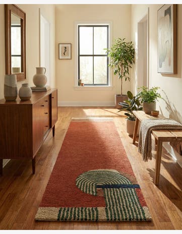 Orange Handtufted Wool Runner Rug
