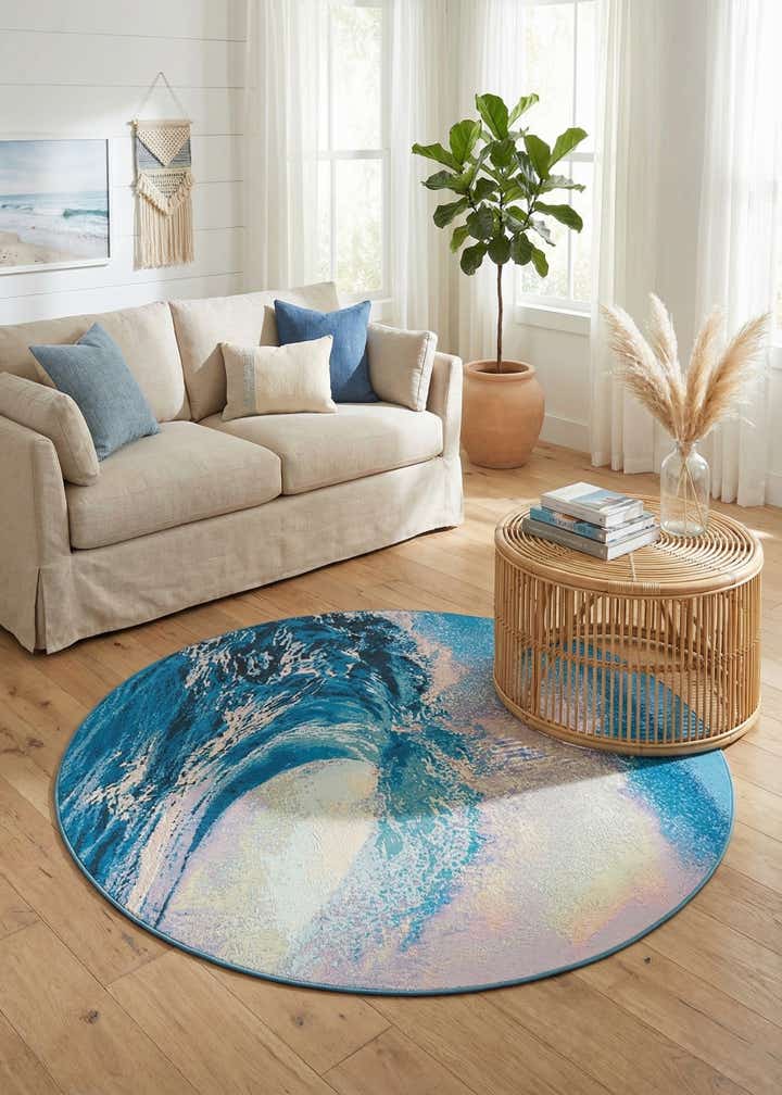 6' 1 x 6' 1 Easy-Clean Modern Indoor / Outdoor Round Rug