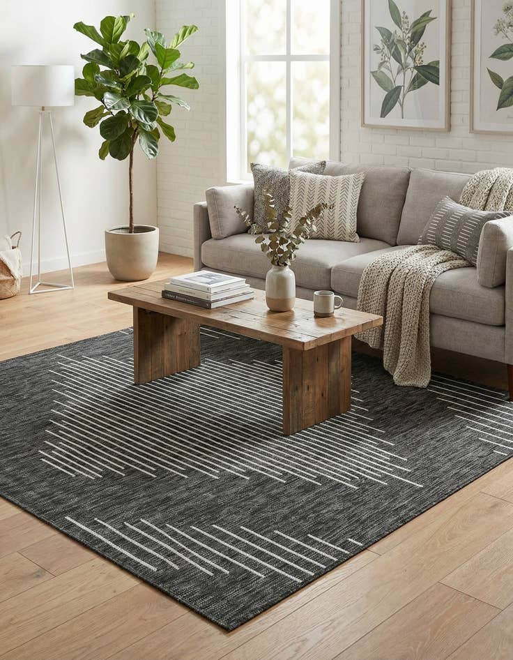 Detail image of 6' x 6'  Washable Modern Indoor / Outdoor Square Rug