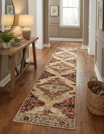Burgundy Beige Saturn Runner Rug