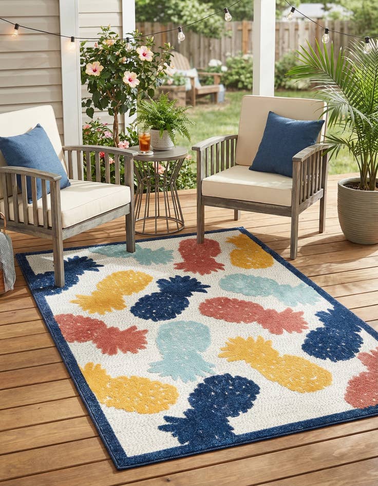 Detail image of 5' 3 x 8'  Washable Belize Indoor / Outdoor Rug