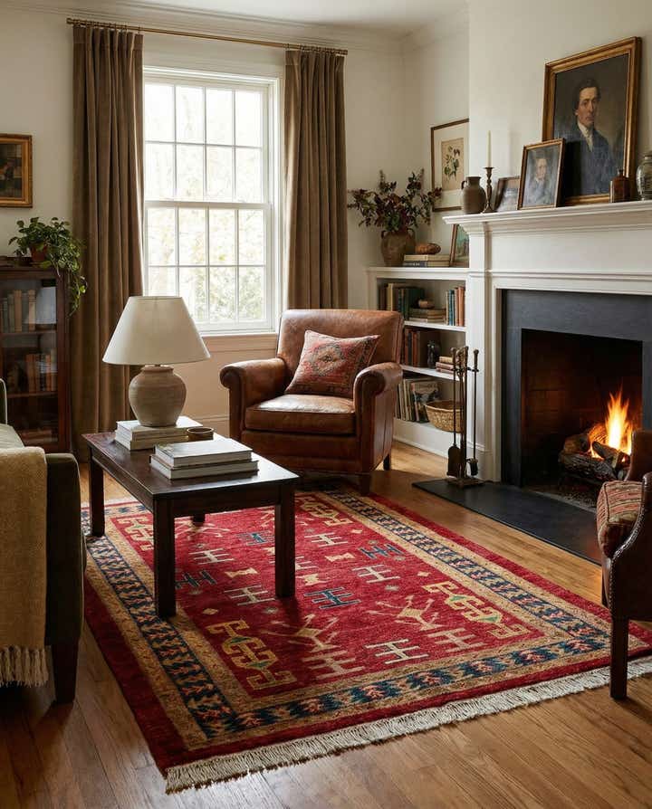 3' 5 x 5' 2 Hand Knotted Ziegler Wool Rug