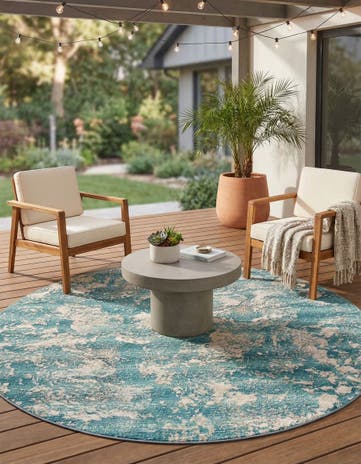 7' 10 x 7' 10 Easy-Clean Modern Indoor / Outdoor Round Rug