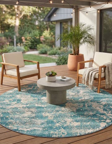 7' 10 x 7' 10 Easy-Clean Modern Indoor / Outdoor Round Rug