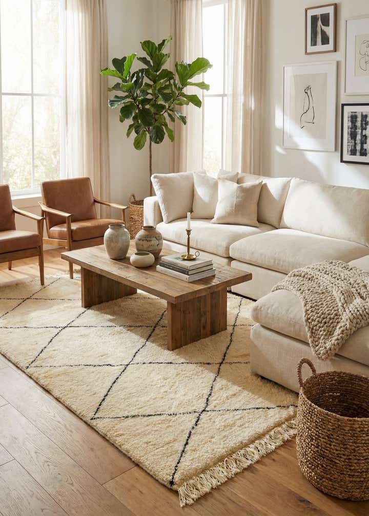 6' 7 x 9' 7 Hand Knotted Moroccan Wool Rug
