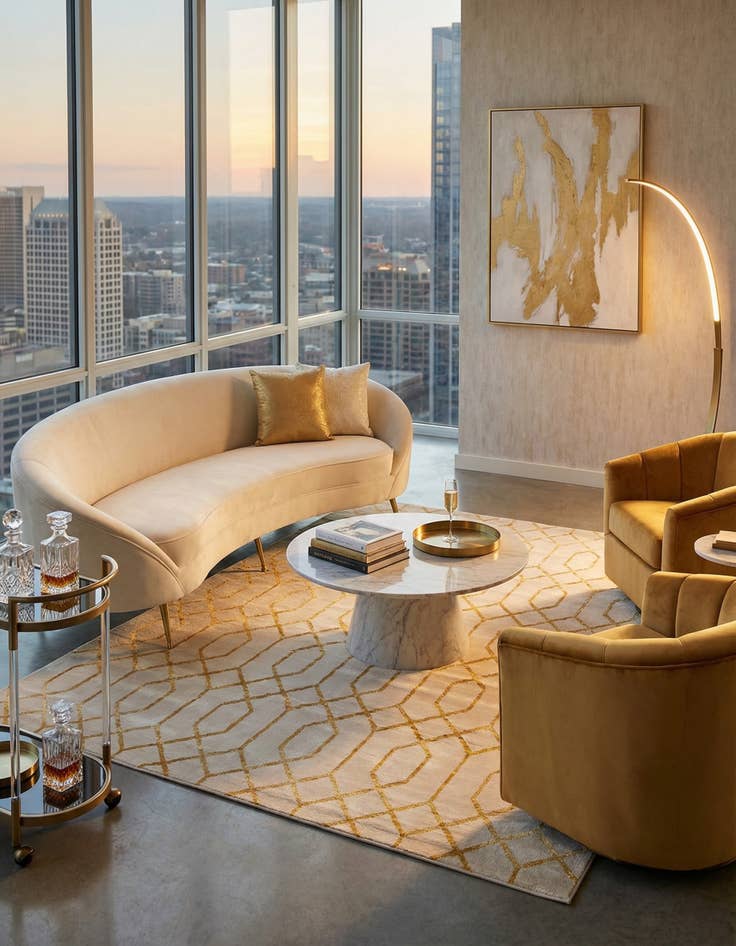 Detail image of 7' 10 x 7' 10  Marilyn Monroe™ Glam Trellis Square Rug