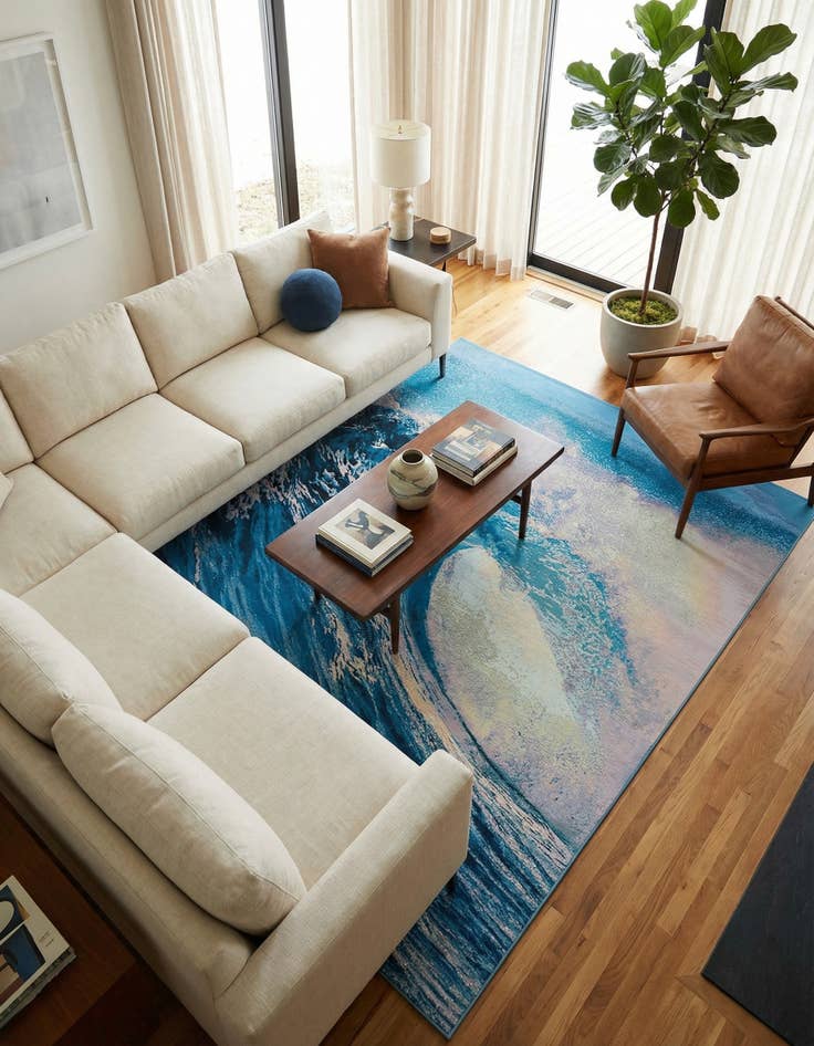 Detail image of  7' 10 x 10'  Washable Modern Indoor / Outdoor Rug