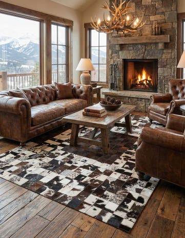5' x 8' Cowhide Leather Rug