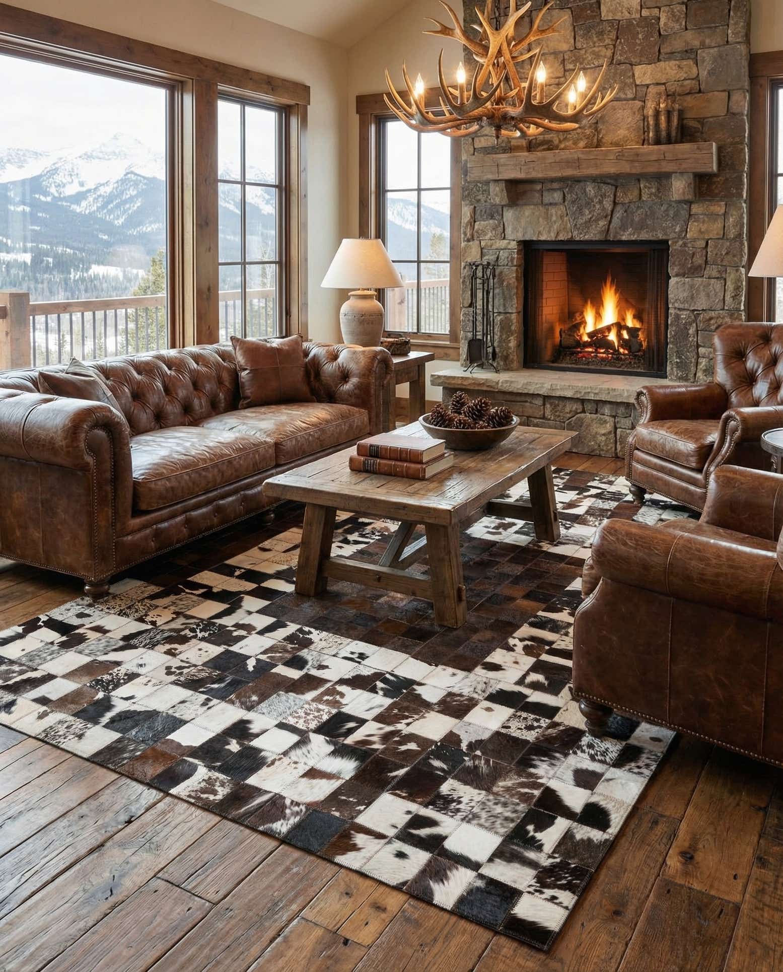 5' x 8' Cowhide Leather Rug