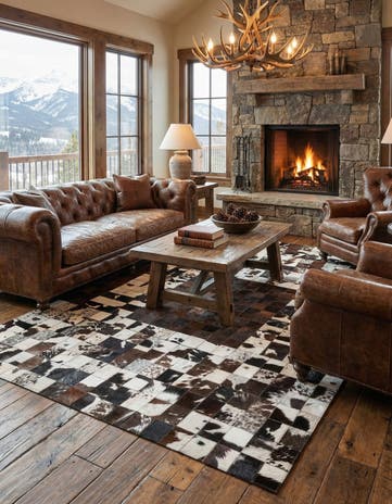 5' x 8' Cowhide Leather Rug