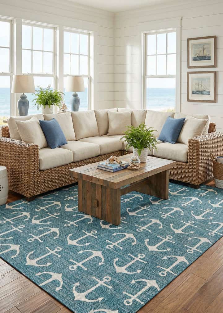 10' x 13' Easy-Clean Coastal Indoor / Outdoor Rug