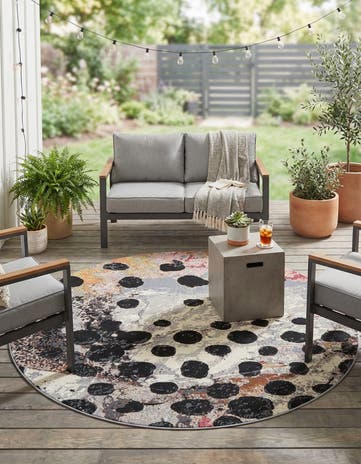 6' x 6' Easy-Clean Modern Indoor / Outdoor Round Rug