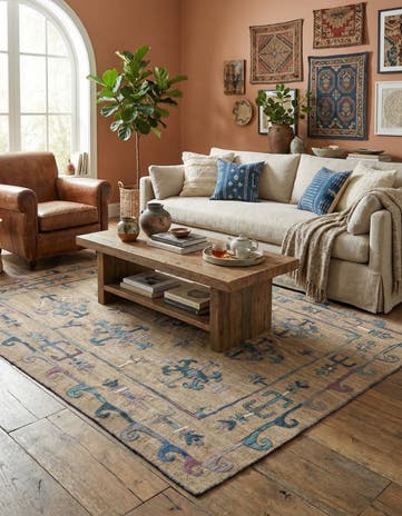 5' 9 x 7' Hand Woven Kilim Suzani Wool Rug