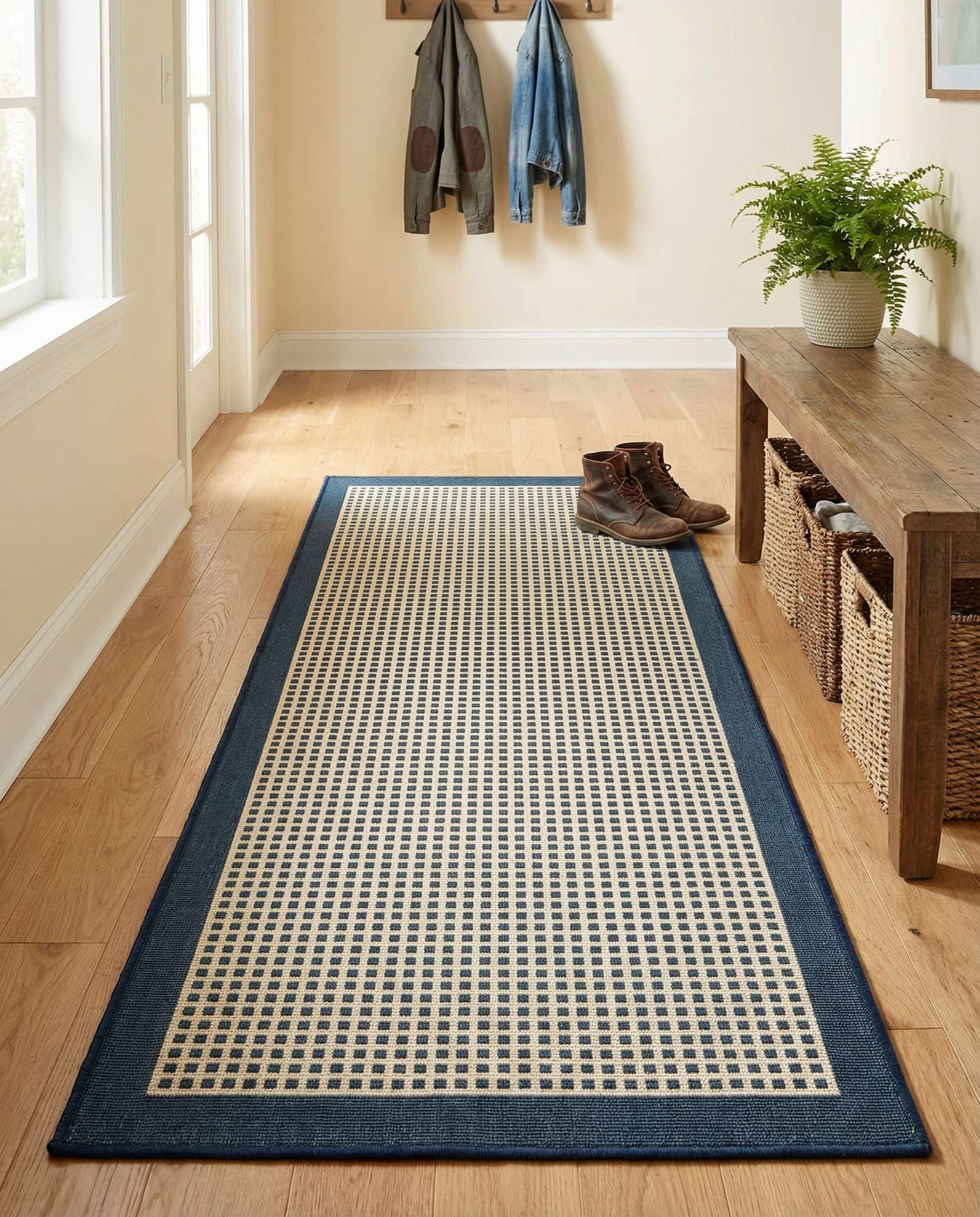 2' x 6' Easy-Clean Border Indoor / Outdoor Runner Rug