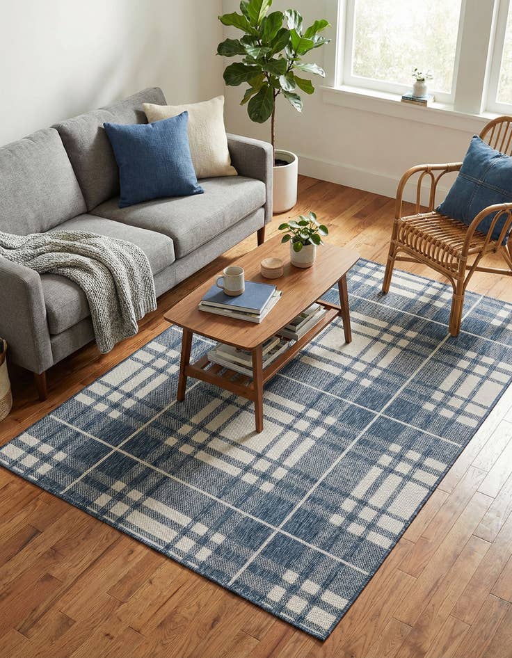 Detail image of  4' x 6'  Washable Checkered Indoor / Outdoor Rug