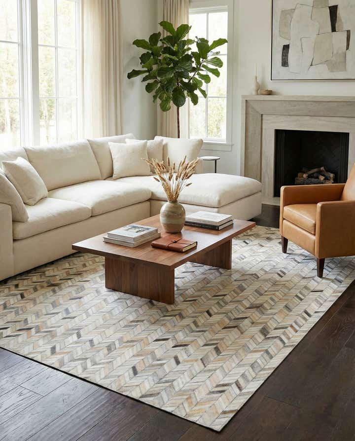 5' x 8' Cowhide Leather Rug