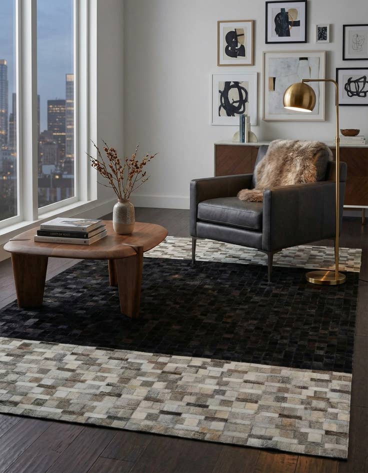 Detail image of 5' x 7' 10 Cowhide Leather Rug