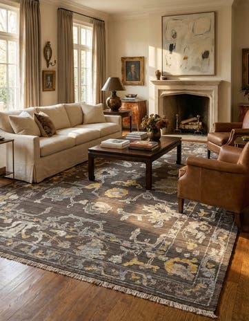 9' x 12' Hand Knotted Oushak Wool Rug