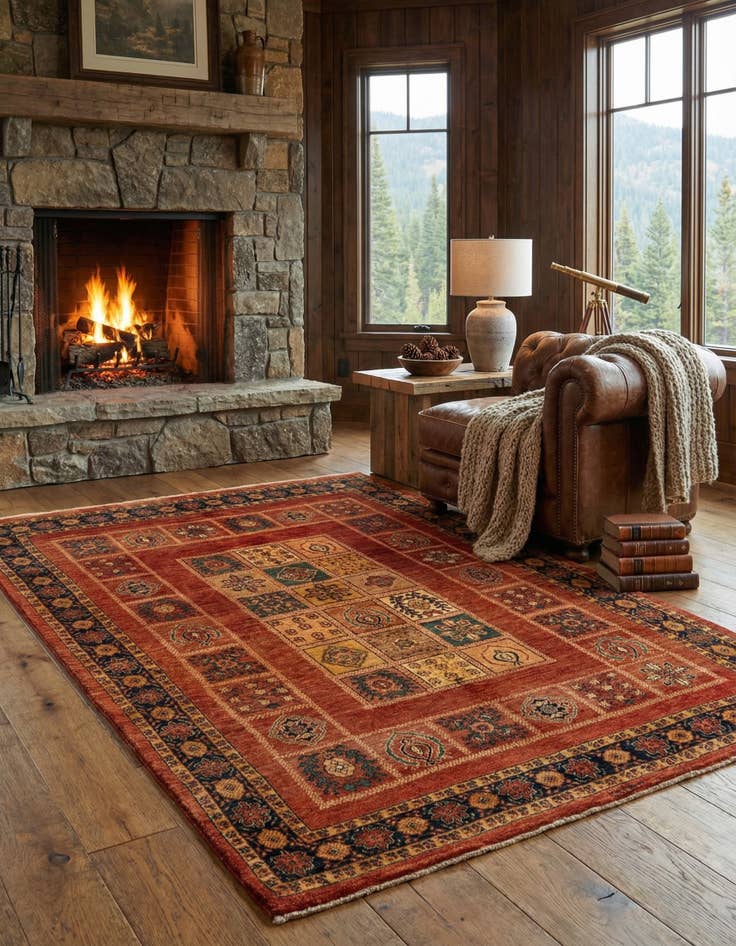 Detail image of  4' 9 x 6' 11 Luribaft Wool Rug