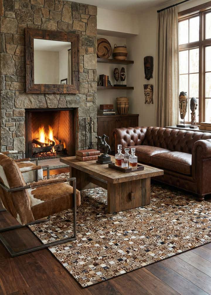 8' x 10' Cowhide Leather Rug