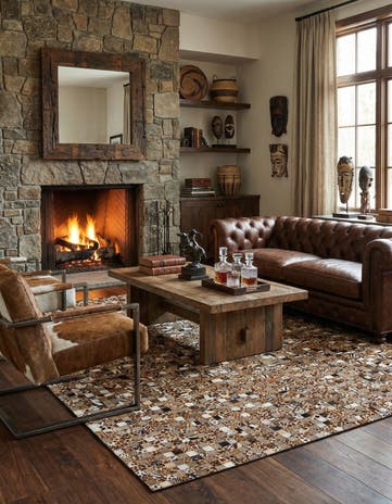 8' x 10' Cowhide Leather Rug