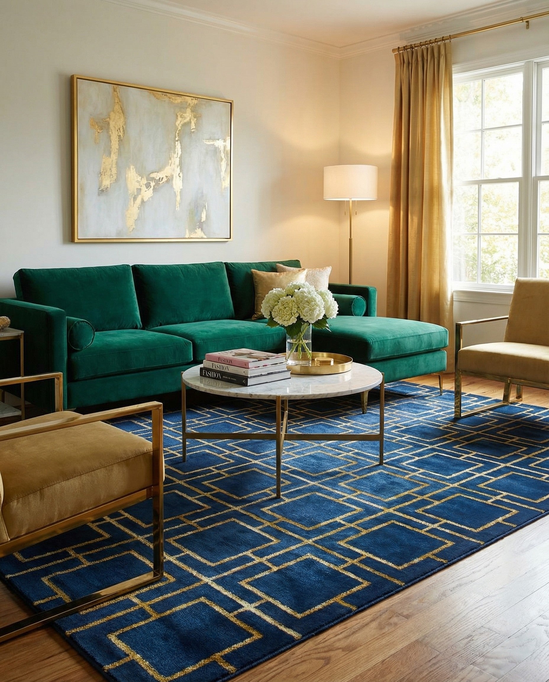 Navy Blue Gold 9' x 12' Marilyn Monroe™ Glam Deco Rug | Rugs.com