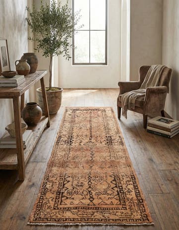 3' 4 x 9' 10 Hand Knotted Ultra Vintage Persian Wool Runner Rug