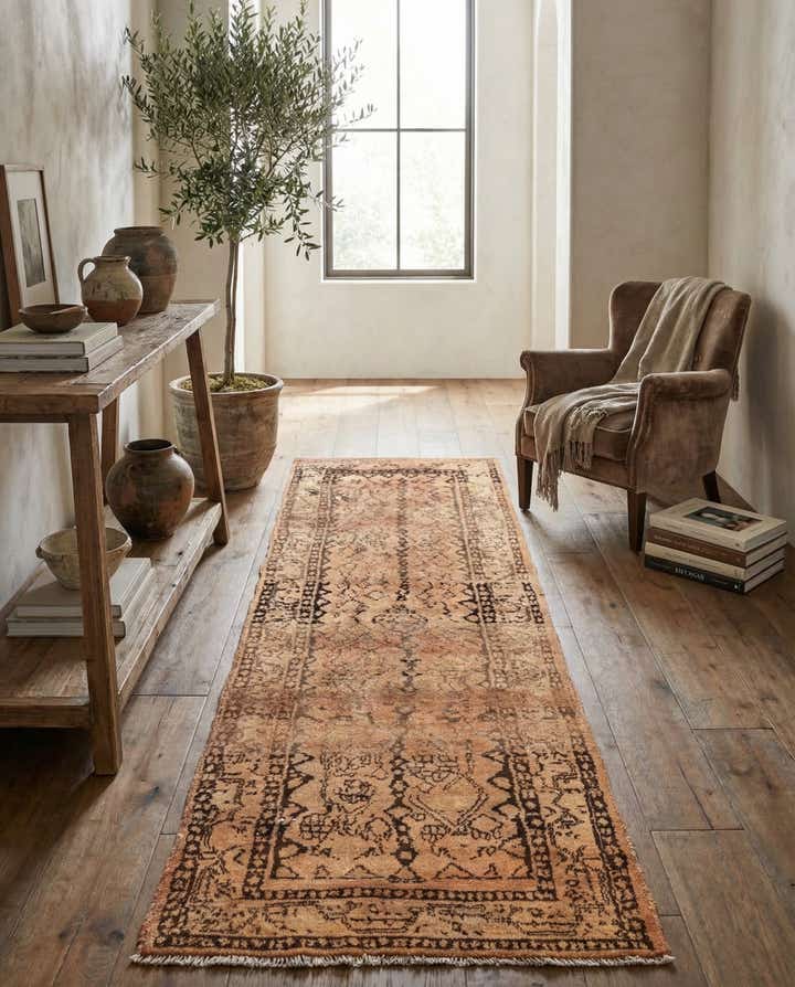 3' 4 x 9' 10 Hand Knotted Ultra Vintage Persian Wool Runner Rug