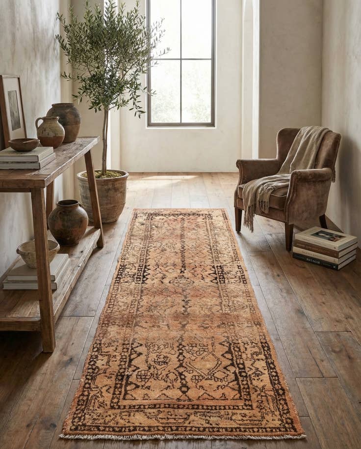 Detail image of 3' 4 x 9' 10 Hand Knotted Ultra Vintage Persian Wool Runner Rug