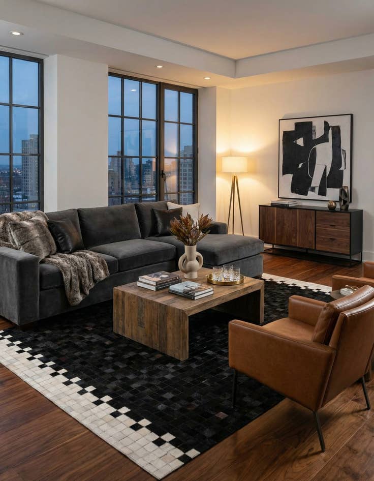 Detail image of 5' x 8' Cowhide Stocks Rug