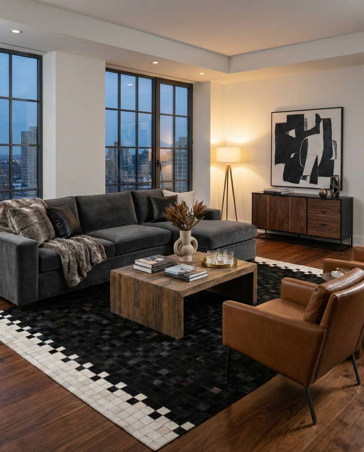 Detail image of 5' x 8' Cowhide Stocks Rug